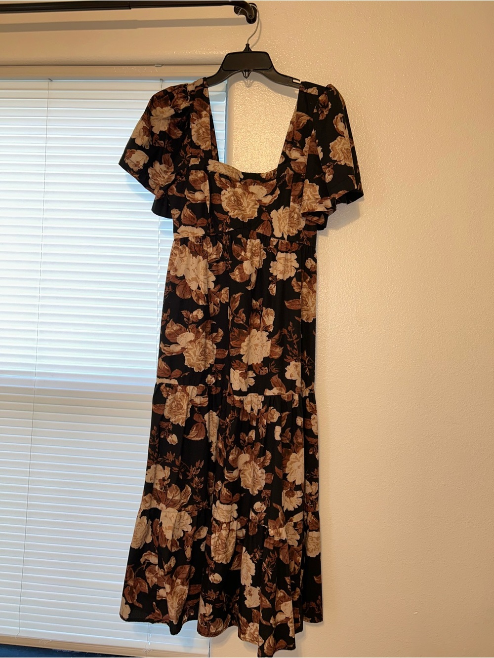 Abercrombie & Fitch Black Maxi Dress with Beige Floral Print